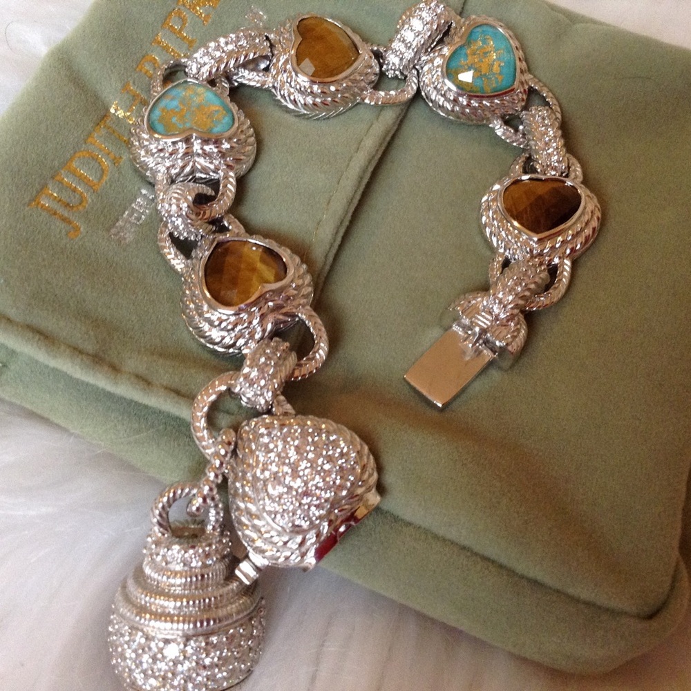 NWOT Rare Judith Ripka Silver Gemstone & Diamoniqe Bracelet - Picture 7 of 16